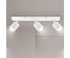 Ketom Lampada Faretti LED da Soffitto Orientabili, GU10 Bianco, Moderna Plafoniera 3 Luce, da Parete Interno per Barra, Cameretta, Cucina, Senza Lampadina