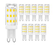 Lampadina LED G9 4000K Luce diurna Bianca 3W, lampadina a presa bi pin G9 (equivalente alogena 40 W), lampadine G9 per illuminazione a sospensione, senza sfarfallio, non dimmerabile, Confezione da 10