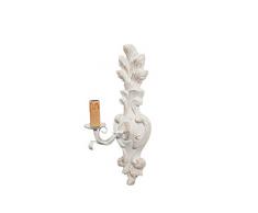 Biscottini Applique Shabby Bianca 38x12x19 cm | Applique da Parete Interno Shabby | Lampada Vintage | Applique da Parete Interno Stile Barocco