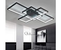 KBEST Plafoniera LED Rettangolare Soggiorno Lampada Sala da Pranzo 95W Dimmerabile Acrilico Paralume Sospensione Soffitto Design Lampade Paese Cucina Corridoio Camera Letto Telecomando Deco,Schwarz