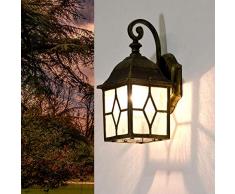 Lanterna da giardino Friesen stile rustico color oro anticato impermeabile E27 applique ideale per terrazzo, viale e cortile