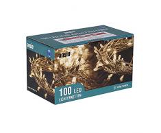 ANSIO® Luci Natale Esterno 10m 100 LED Luci Albero di Natale Natalizie Luminose Bianco Caldo Luci Natalizie da Esterno/Interno Ideale per Mantello, Balcone Lucine Luminoso | Cavo Trasparente