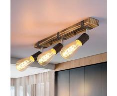 GBLY plafoniera vintage faretti a soffitto in legno faretti retro soffitto 55cm con faretti orientabili, 3 x E27, plafoniera orientabile per ingresso cucina sala da pranzo soggiorno bar