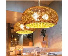Lampadario Sfera Sospensione Rattan Lampada a Sospensione in Vimini tonalità Weave lampadario Camera da Letto Balcone Ristorante,45cmblack,Tricolorlight