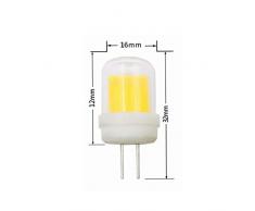 HHF LED Bulbs Lamps, Lampadina a LED, G4 3W 12V DC Dimmable COB Super Brillant 260LM Faretto a risparmio energetico Ceramic + Glass Cover 10pcs (Colore : Bianco caldo)