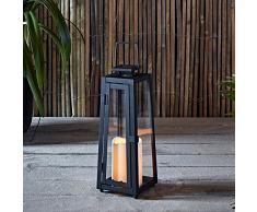 Lanterna Solare in Metallo con Candela LED per Giardino ed Esterni di Lights4fun