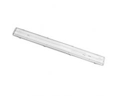 LineteckLED® - E01.023.25C Kit 2 Tubi neon LED opaco 120cm 25W Luce calda 3000K + Plafoniera doppia impermeabile IP65 per esterno 120 cm Copertura trasparente Attacco T8 - Alta luminosità 2500 lumen - Risparmio energetico - Resistente alle intemperie