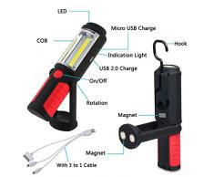 LIVEHITOP Magnetico Torcia Lampade di Ispezione, Ricaricabile COB + LED Luce di Lavoro con Forte Magnete per Riparazione Auto, Emergenza, Campeggio