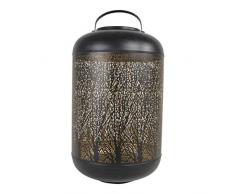 Moritz - Portacandela Antivento Ovale con Alberi, Diametro 30 x 50 cm, Colore Nero, in Piedi o Appeso, Decorazione da Giardino, fiaccola, Candele, in Metallo