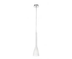 Ideal Lux Flut SP1 Small, Lampada Soffitto, Vetro Soffiato, con Cavo Regolabile Dispositivo Automatico, max 1 x 40W E14 / 240V, Bianco, fluorescente compacte (cfl), metallo