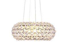 MYANYAN- Plafoniera Moderna Elegante in Cristallo Lampadario Lampada a Sospensione Rotonda in Acrilico per Soggiorno, Camera da Letto, Ristorante, Altezza Regolabile, Diametro 50 cm