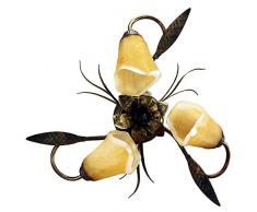 ONLI Forgiata - Lampada da Soffitto 3 Luci, Vetro opaco color Ambra, Metallo Marrone spennelato Oro