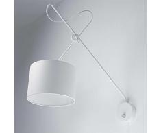 Licht-Erlebnisse Lampada da parete per interni stile moderno color bianco paralume in stoffa design flessibile regolabile E14 con interruttore per soggiorno