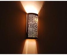Applique da Muro Lampada Lanterna in Bronzo Ottone e Vetro Marocco Stile Arabo Etnico Orientale arredo MOROCCHINA Etnica 0807191220
