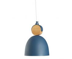 E27 Metallo Legno Lampadario Lampada a Sospensione Moderno Plafoniera in Metallo Scandinavo Stile Lampada a Sospensione (Blu)