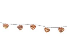 Catena LED Light StarCuori Net, 10 caldo LED bianco, cuore di rame, lunghezza 0,9 m, timer, batteria box set 726-81