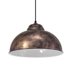 EGLO Lampada a sospensione Truro 2, lampada da parete in design industrial vintage, retrò e industriale, acciaio rame anticato, attacco E27