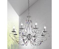 Lampadario 8-luci Ballerina colore (struttura): cromo, a goccia: viola/Trasparente