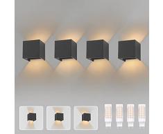 Klighten 4 Pezzi LED Lampada da Parete Interno/Esterno Lampadina G9 con Sorgente Luminosa Sostituibile 3000K Bianco Caldo Angolo del Fascio Regolabile Applique Esterno Grigio scuro