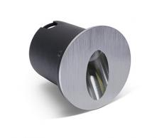 LED Faretto da incasso per pavimento Lohmen – rotondo 3 W per esterni e interni IP65 in acciaio inox spazzolato e alloggiamento in plastica di alta qualità con 45 ° spotabstrahlung – LED in bianco caldo 230 V terrazza giardino cucina Vie