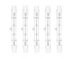 Bonlux R7S Lampada Alogena 78mm Dimmerabile 100W Slim Lineare 1500LM Bianco Caldo 2800K AC 220-240V Lampada Alogena Angolo del Fascio di 360 Gradi per Lavoro Illuminazione Stradale (5 pezzi)