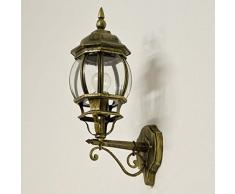 Lanterna da parete esterna Brest vintage oro anticato E27 IP23 applique ideale per giardino, viale di ingresso, terrazzo e cortile