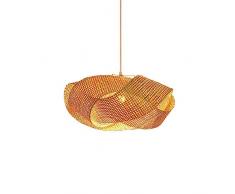 BEMITH Lampada a sospensione creativa Paralume in bambù. Paralumi in legno Illuminazione a soffitto in forma ad arco Plafoniera sospesa Luci decorative sospese in stile Boho realizzate in rete di bamb