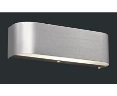 Trio Leuchten 220810205 - Applique da parete a LED in alluminio spazzolato, vetro satinato bianco