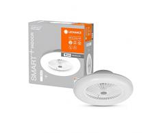 LEDVANCE Smart WiFi LED luce del ventilatore da soffitto, rotondo, bianco, dimmerabile, velocità dellaria regolabile, include il telecomando, controllabile tramite app e assistente vocale