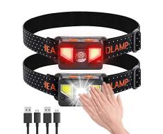 bedee Torcia Frontale 2 Pezzi, 1000 Lumen USB Ricaricabile LED Lampada Frontale 8 Modalità con Sensore Movimento, IPX5 Impermeabile Torcia da Testa per Campeggio Corsa Pesca