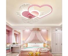 Ventilatore Da Soffitto Con Luce Bambini E Telecomando APP Silenzioso Lampadario Con Ventilatore DC LED Dimmerabile Reversibile 6 Velocità Plafoniera Con Ventilatore Per Camera Da Letto Salotto-Pink