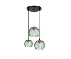 Lampada a Sospensione in Vetro Paralume Verde Illuminazione a Soffitto Moderna Lampada Art Deco in Vetro Soggiorno Sala da Pranzo Camera da Letto Salotto Cucina Isola Lampada a Sospensione per Intern