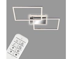 Briloner - Plafoniera LED, Lampada da Soffitto Dimmerabile, Telecomando, Controllo Temperatura Colore, Include Funzione Luce Notturna e Timer, 40 W, Cromo-Alluminio, 500 x 388 x 80 mm (LxWxH)