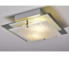 Plafoniera quadrata in metallo con vetro decorato design