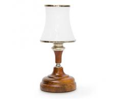 Relaxdays Lampada da scrivania Mogano, abat Jour, Luce soffusa E14, Bianco, 12.8 x 12.8 x 29.7