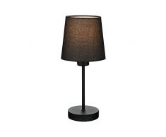 Briloner - Lampada da tavolo, lampada da comodino, lampada da scrivania, 1 x E14, incl. cavo interruttore in tessuto, nero, 100 x 314 mm (DxH)