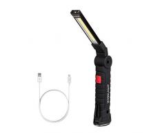 Coquimbo COB Lampade di ispezione USB ricaricabile LED da lavoro Pieghevole Torcia con magnetica clip e gancio per Auto/Campeggio / Home e di emergenza uso (20.3x3.5cm)