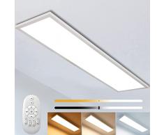 Plafoniera LED Dimmerabile 120x30cm con Telecomando, Super Pannello LED 40W con Luce Intensa, Lampada a Soffitto 2700K-6500K (Bianco Caldo/Naturale/Freddo) per Ufficio Laboratorio Soggiorno
