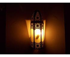 Applique da Muro Lampada Lanterna in Bronzo Ottone e Vetro Marocco Stile Arabo Etnico Orientale arredo MOROCCHINA Etnica 2401191053