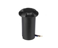 V-TAC VT-1171 Faretto incasso segnapasso led 1W 3 fasci bianco freddo 6400K rotondo in alluminio nero IP67 - sku 1472