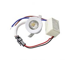 Faretto led ad incasso 1 watt mini spot punto luce tondo luce bianca 6500k calda 3000k e blu driver 220v con bordo bianco p-31b (Luce blu) A21