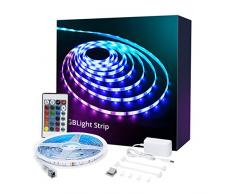 Striscia LED 5M, Luci Led cambia Colore RGB con Telecomando, Illuminazione RGB Decorativa Speciale Multicolore perCcamera da Letto, Paret, Decorazione Domestica