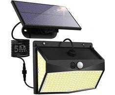 nipify 318 LED Luce Solare Led Esterno, Lampade Solari con Sensore di Movimento, IP65 Impermeabile Luci Solari con 3 Modalità 290° Faretto Led da Esterno Solare, Faro Lampada per Giardino Cavo di 5M