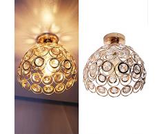 iDEGU 2 Pezzi Lampade da Soffitto Moderno, Plafoniera in Metallo con Cristallo Creativa E27 Lampadario Per Corridoio Camera da Letto Soggiorno (26cm, Oro)
