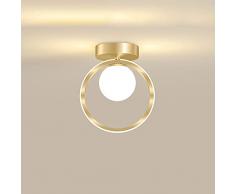 PAKIO Illuminazione a Sospensione Rotonda in Oro Creativo, plafoniera a Semi-Incasso in Metallo Semplice, Lampada da soffitto a Tre Colori per la casa, plafoniere con Paralume sferico in Acrilico