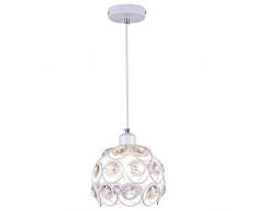 E27 Plafoniera in Cristallo Metallico, Moderno Lampadario Da Soffitto Creativa Paralume 20cm Bianco Per Corridoio Scale Ingresso Camera da Letto per Bambini