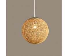ZTLEUCHTE Moderno Lampade a Sospensione Rattan Sferica Lampadario Creativo Ciondolo Lampada Lampade a Soffitto Pendente Luce LED Edison Luce Decorativa fur Café Party Bar Sala Ristoranti Rustico Tavolo Pranzo E27Ø 25cm