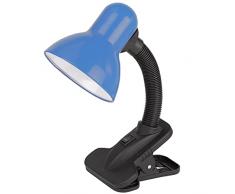 ANMECS Portalampada E27 con Pinza, Lampada a Morsetto con Interruttore Lampada da Tavolo AC 85-265V (Blu)