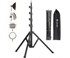 TARION Lampada Treppiede Alluminio Luce Treppiede Luce Treppiede Carico 8 kg per Studio Fotografia allaperto Luce ad Anello Luce Flash con Borsa, Altezza Max. 180 cm