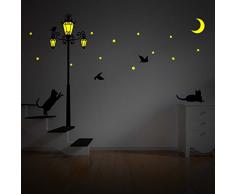 Walplus 220x120 cm Adesivi Parete Strada Luce Fosforescente Rimovibile Autoadesivo Murale Art Decalcomanie Vinile Decorazione Casa Soggiorno Camera Ufficio da Parati Camera Bambini Regalo, Nero